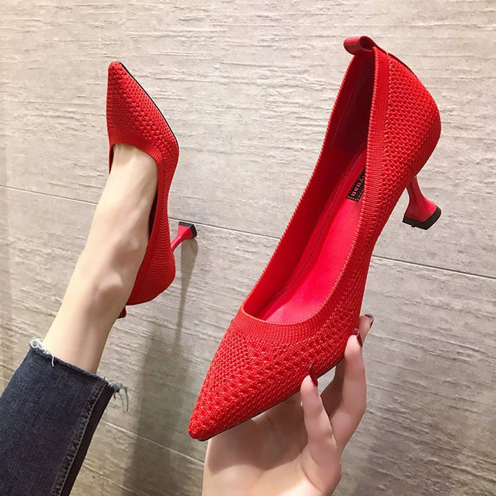 Damer Eleganta Pumps med Innovativt Stickdesig och Hög Klack Mirla-Eva Jonsson