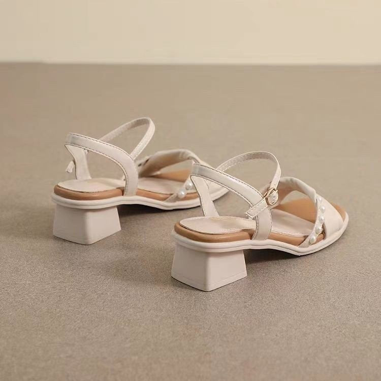 Damer Eleganta Remsandaler med Modernt Pärlaccent och Bekväm Klack Mirla-Eva Jonsson