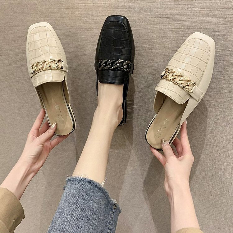 Damer Eleganta Slingback-Pantoletten med Kedjedetalj Mirla-Eva Jonsson