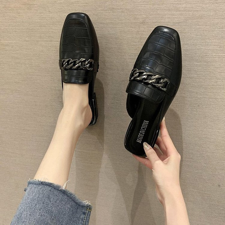 Damer Eleganta Slingback-Pantoletten med Kedjedetalj Mirla-Eva Jonsson
