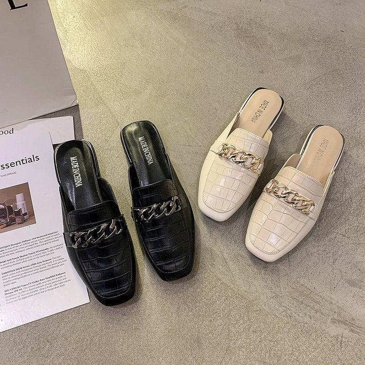 Damer Eleganta Slingback-Pantoletten med Kedjedetalj Mirla-Eva Jonsson
