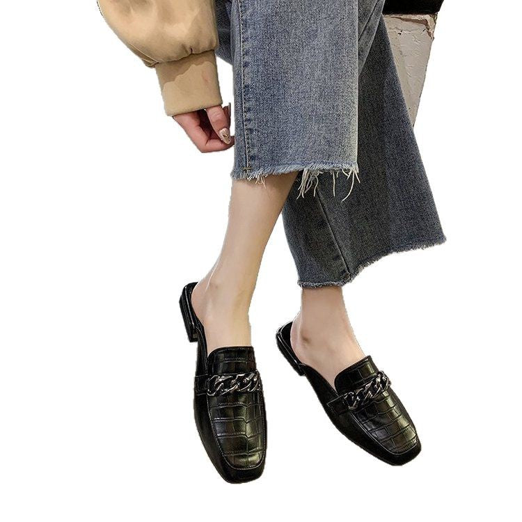 Damer Eleganta Slingback-Pantoletten med Kedjedetalj Mirla-Eva Jonsson