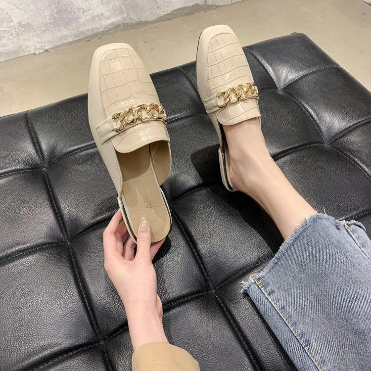 Damer Eleganta Slingback-Pantoletten med Kedjedetalj Mirla-Eva Jonsson