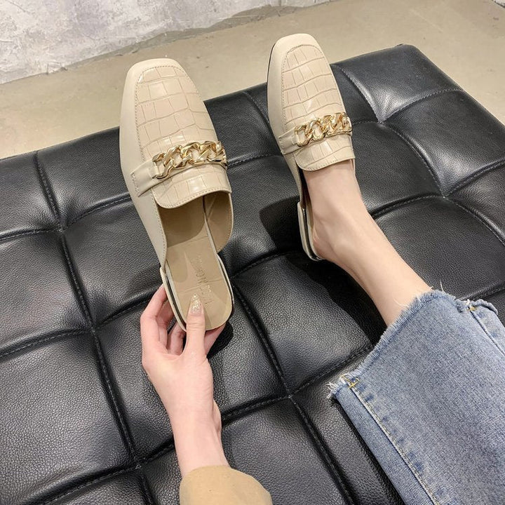 Damer Eleganta Slingback-Pantoletten med Kedjedetalj Mirla-Eva Jonsson