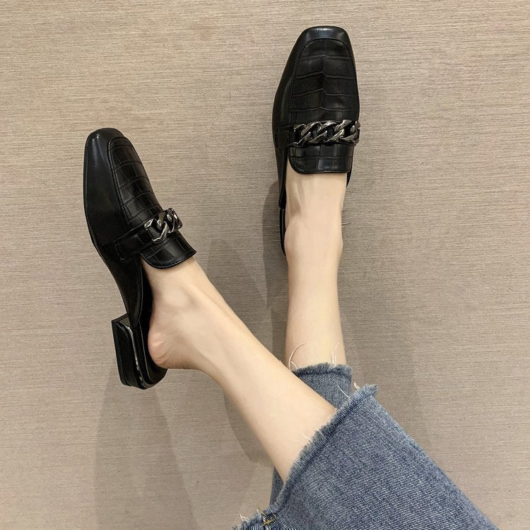 Damer Eleganta Slingback-Pantoletten med Kedjedetalj Mirla-Eva Jonsson