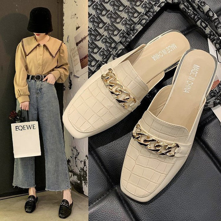 Damer Eleganta Slingback-Pantoletten med Kedjedetalj Mirla-Eva Jonsson
