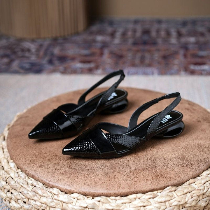 Damer Eleganta Slingback-höga klackar med Snygga Metalliska Accentuer Mirla-Eva Jonsson