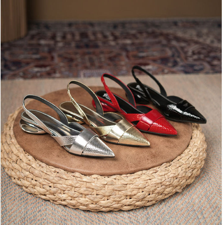 Damer Eleganta Slingback-höga klackar med Snygga Metalliska Accentuer Mirla-Eva Jonsson