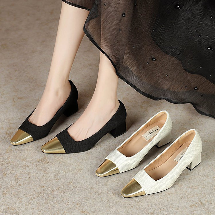 Damer Eleganta Slingback-pumpar med Dekorativt Metallic-Spetsdesign Mirla-Eva Jonsson