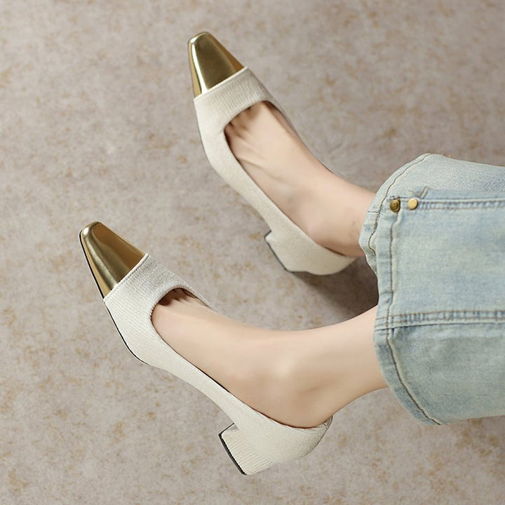 Damer Eleganta Slingback-pumpar med Dekorativt Metallic-Spetsdesign Mirla-Eva Jonsson