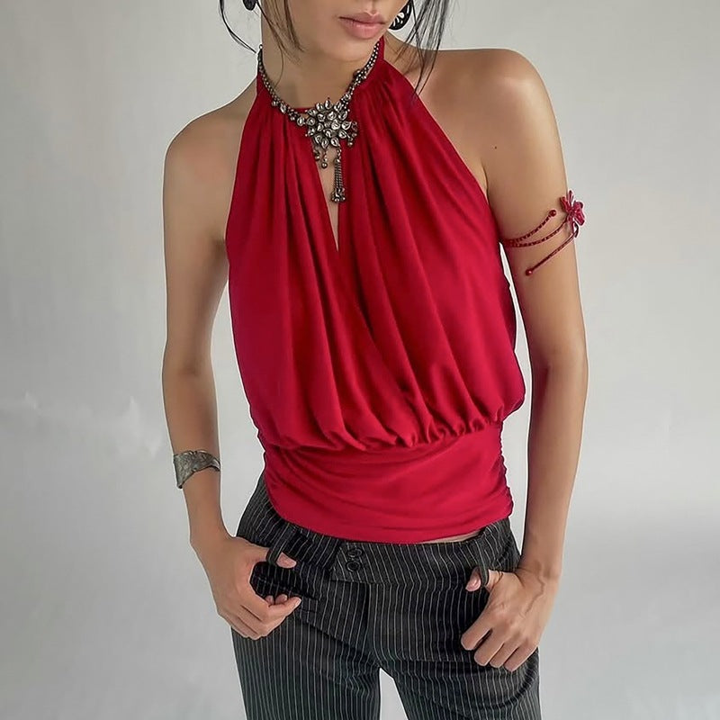 Damer Eleganta Spaghetti-barande topp med raffinerad drapering Mirla-Eva Jonsson