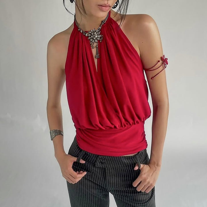 Damer Eleganta Spaghetti-barande topp med raffinerad drapering Mirla-Eva Jonsson
