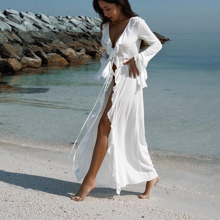 Damer Eleganta Strandklänning med flödande tyg och stiligt slits Eva Jonsson-Eva Jonsson