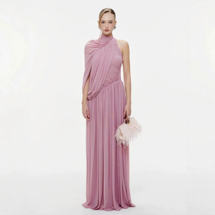 Damer Eleganta omlottklänning med asymmetrisk design och flödande drapering Mirla-Eva Jonsson