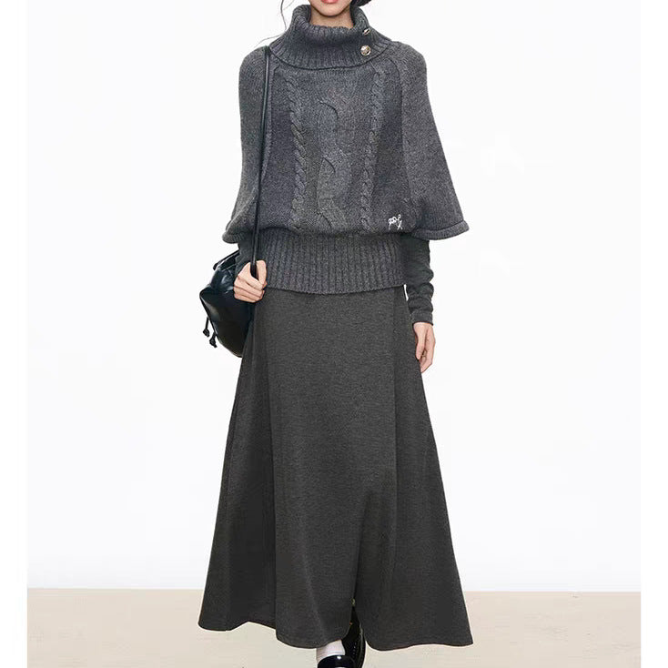 Damer Eleganta stickensemble med hög halsdesign och voluminösa ärmar Mirla-Eva Jonsson