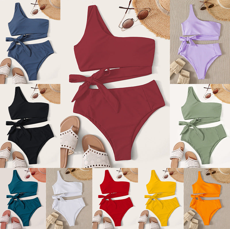 Damer Ensidig Bikiniset med innovativt Vidhängningsdesign och hög midjeskärning Mirla-Eva Jonsson