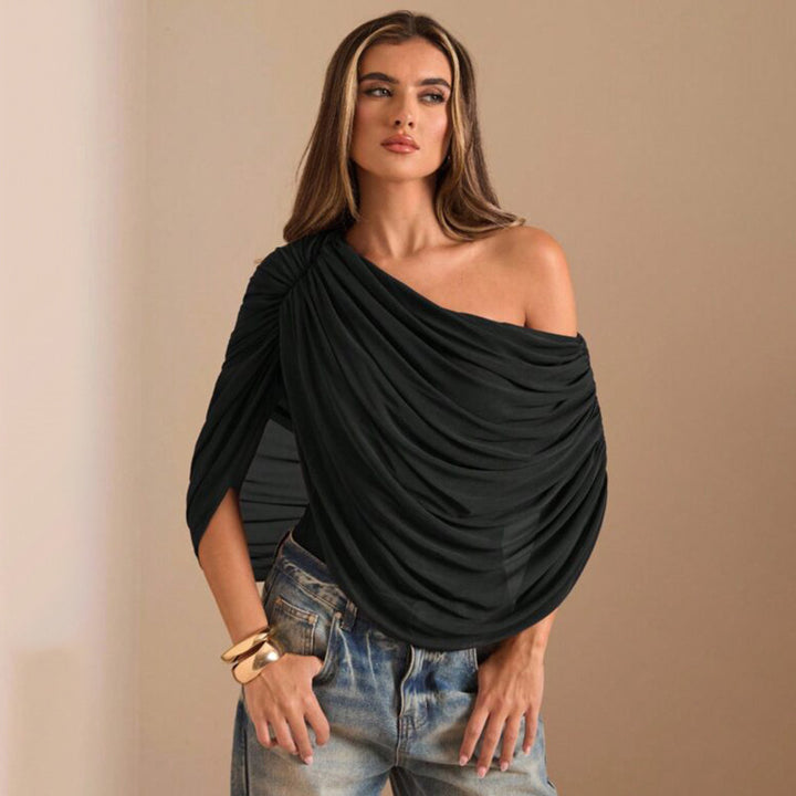 Damer Ensidig Chiffon Bodysuit med Draperingar Mirla-Eva Jonsson