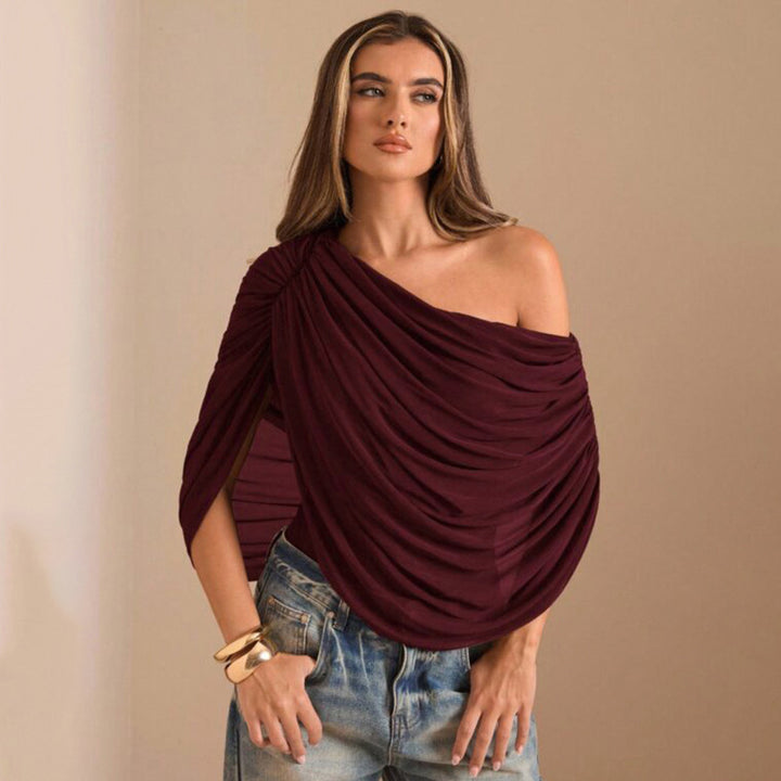 Damer Ensidig Chiffon Bodysuit med Draperingar Mirla-Eva Jonsson