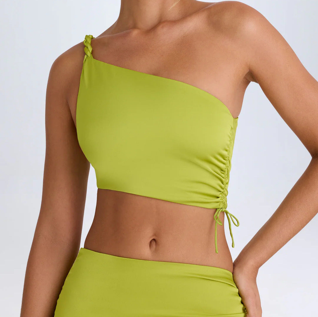 Damer Ensidig Crop-Top med rynkning och dekorativ knut Mirla-Eva Jonsson
