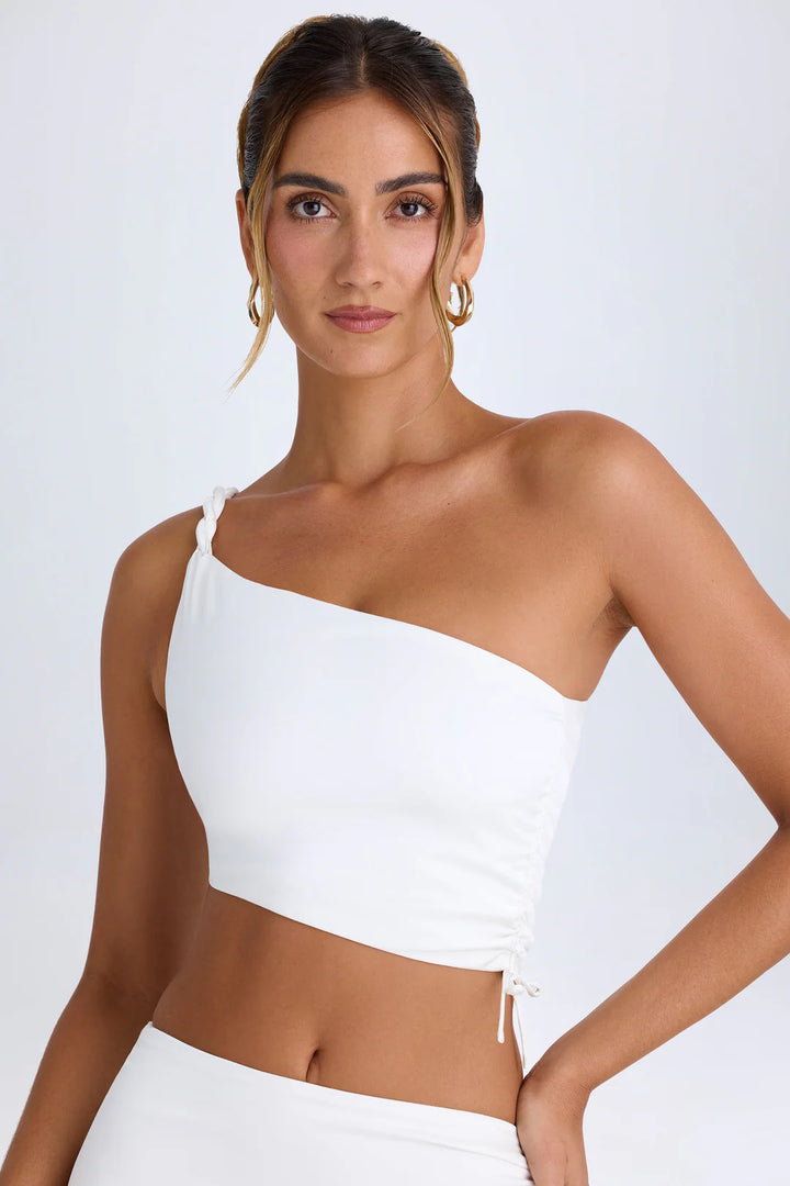 Damer Ensidig Crop-Top med rynkning och dekorativ knut Mirla-Eva Jonsson