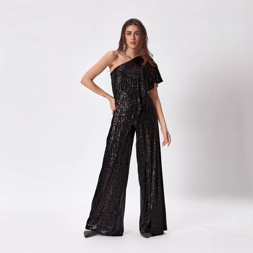 Damer Ensidig Paillett Jumpsuit med Vid Byxa Mirla-Eva Jonsson