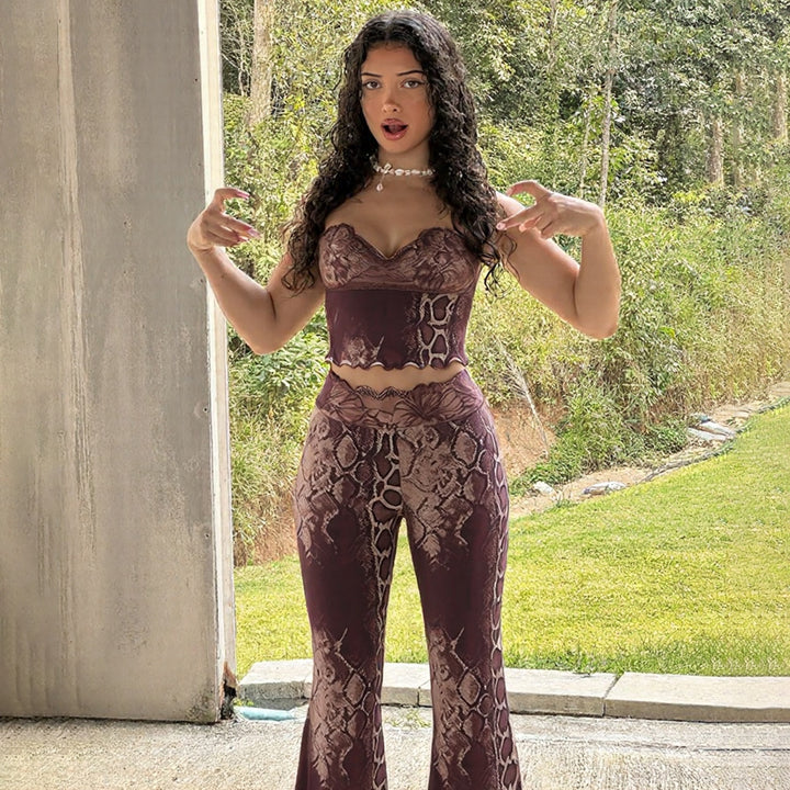 Damer Erotik Jumpsuit med leopardmönster och spetsiga axelband Mirla-Eva Jonsson
