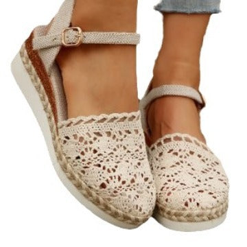 Damer Espadriller med Filigran Häkla-Utseende och Bekväm Fotbädd Mirla-Eva Jonsson