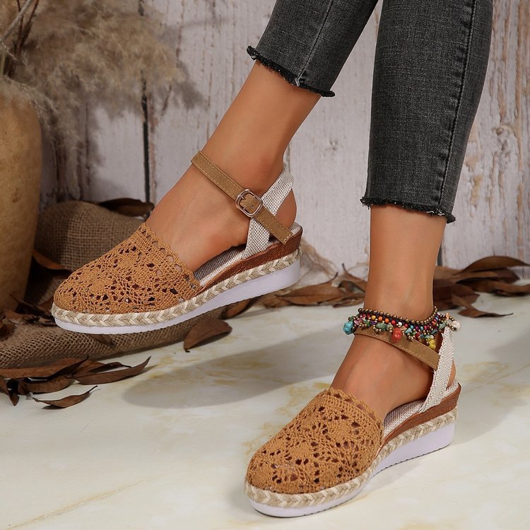 Damer Espadriller med Filigran Häkla-Utseende och Bekväm Fotbädd Mirla-Eva Jonsson