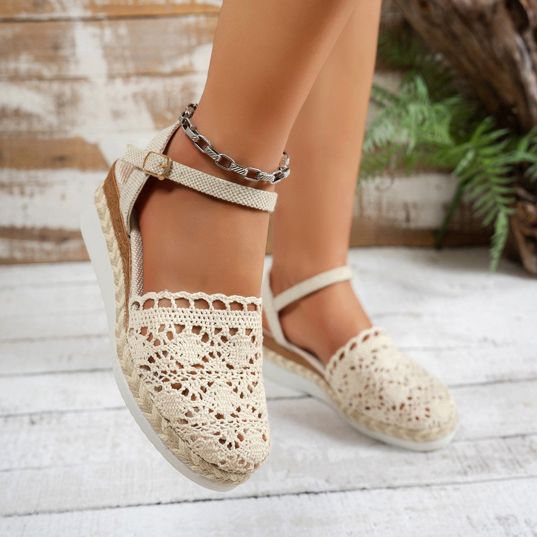Damer Espadrilles med Raffinerad Virkad Design och Rutschfast Sula Mirla-Eva Jonsson