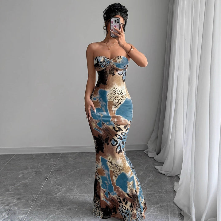 Damer Etuiklänning med strapless design och djurmönster Eva Jonsson-Eva Jonsson