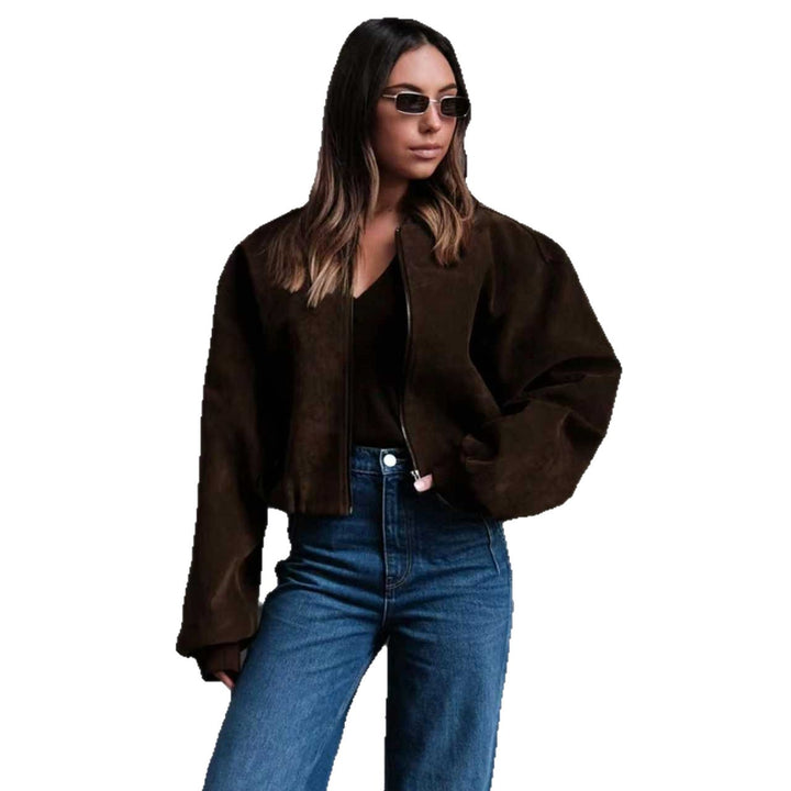 Damer Fashion kortskuren lammskinnjacka med voluminösa ärmar Mirla-Eva Jonsson