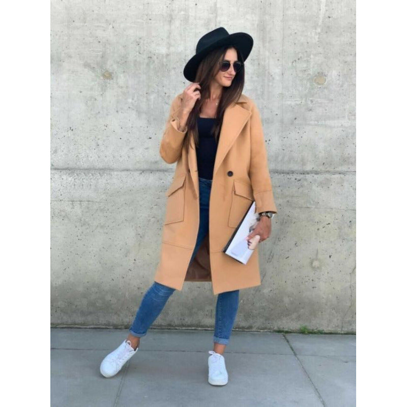 Damer Fashionabel Longblazer med djup revers och praktiska fickor Mirla-Eva Jonsson