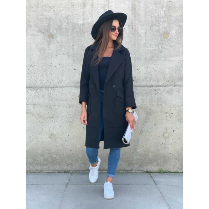 Damer Fashionabel Longblazer med djup revers och praktiska fickor Mirla-Eva Jonsson