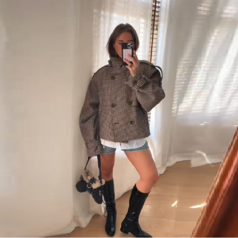 Damer Fashionabel Tweedjacka med dubbel knappslå och dekorativa detaljer Mirla-Eva Jonsson