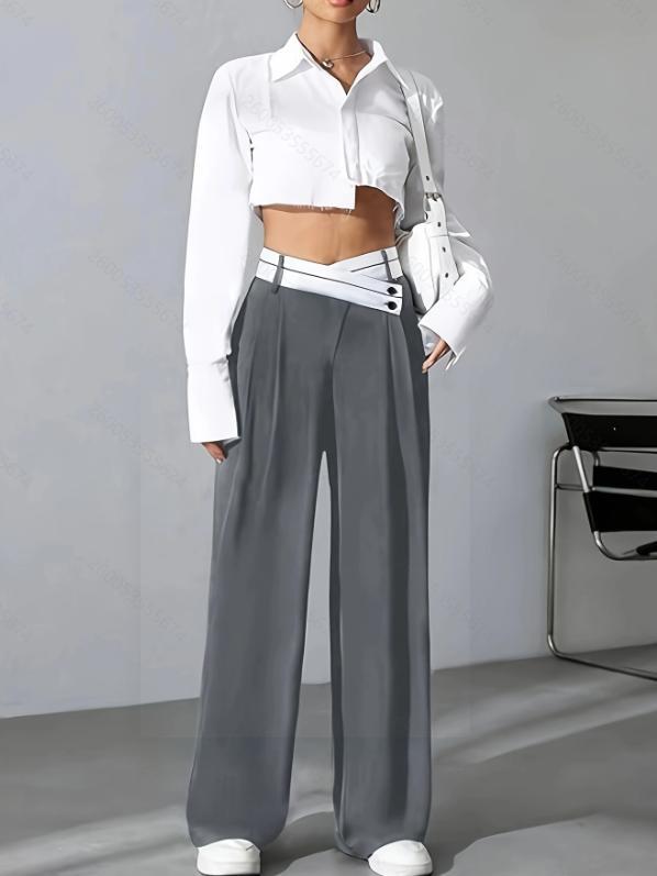 Damer Fashionable Palazzo-byxor med asymmetrisk midja Mirla-Eva Jonsson