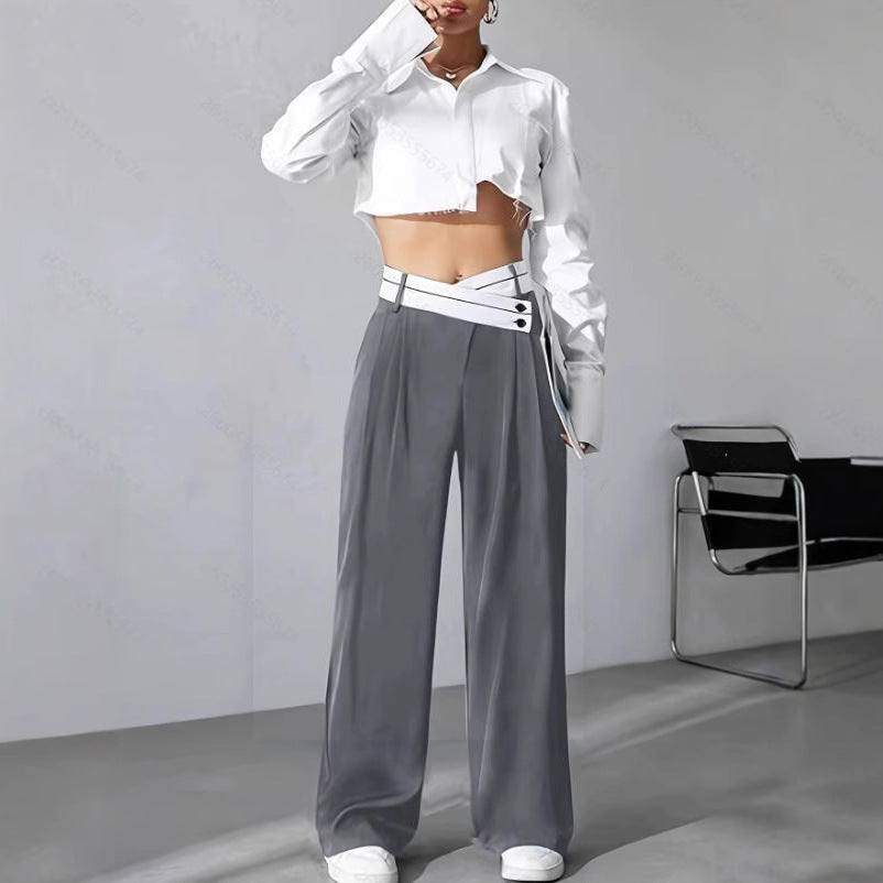 Damer Fashionable Palazzo-byxor med asymmetrisk midja Mirla-Eva Jonsson
