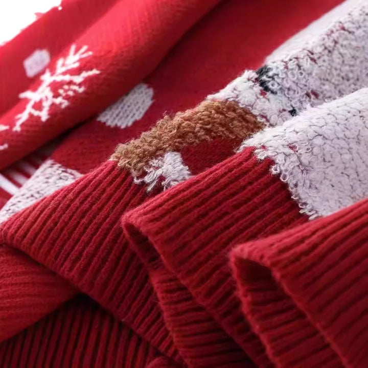 Damer Festlig Stickad Tröja med Renmotiv och Snöflingor Mirla-Eva Jonsson