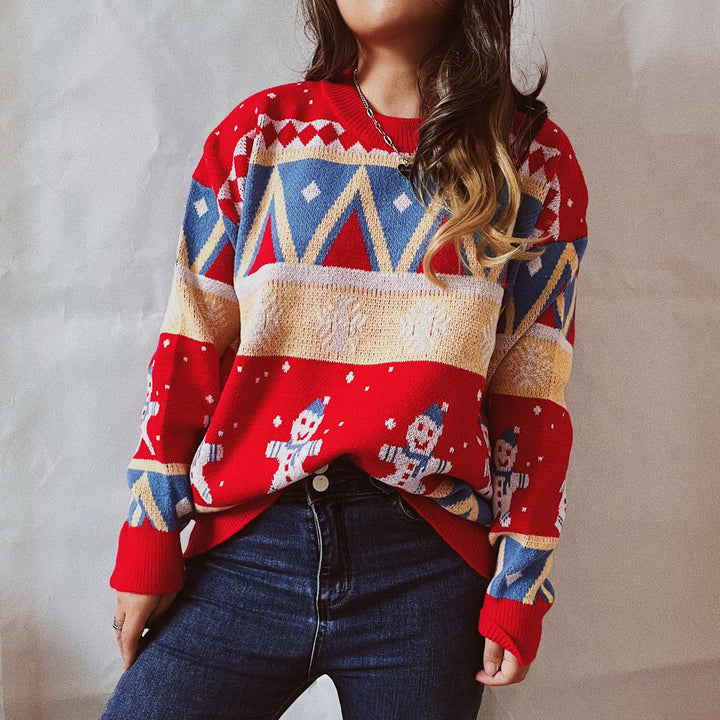 Damer Festlig Vintertröja med Livligt Juldesign Mirla-Eva Jonsson