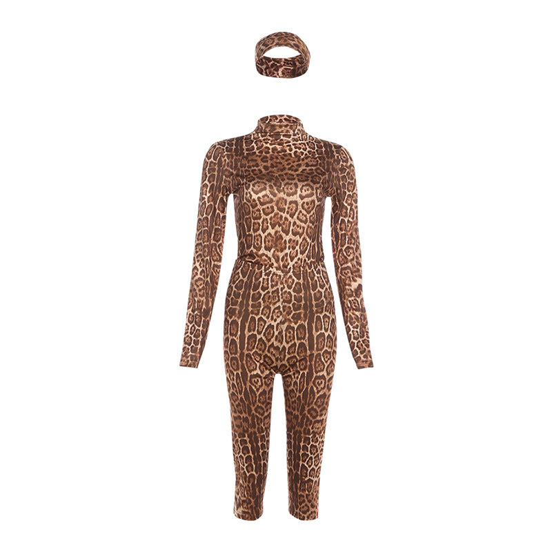 Damer Figurativt Djurmönstrat Jumpsuit med generös Ståkrage och Lång Ärmar Mirla-Eva Jonsson
