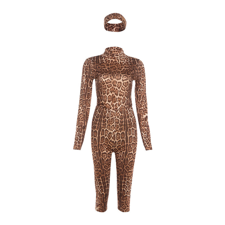 Damer Figurativt Djurmönstrat Jumpsuit med generös Ståkrage och Lång Ärmar Mirla-Eva Jonsson
