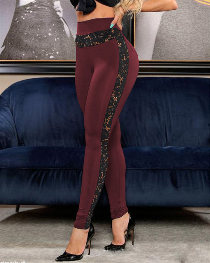 Damer Figurbetonade Leggings med Spetsdetalj Mirla-Eva Jonsson