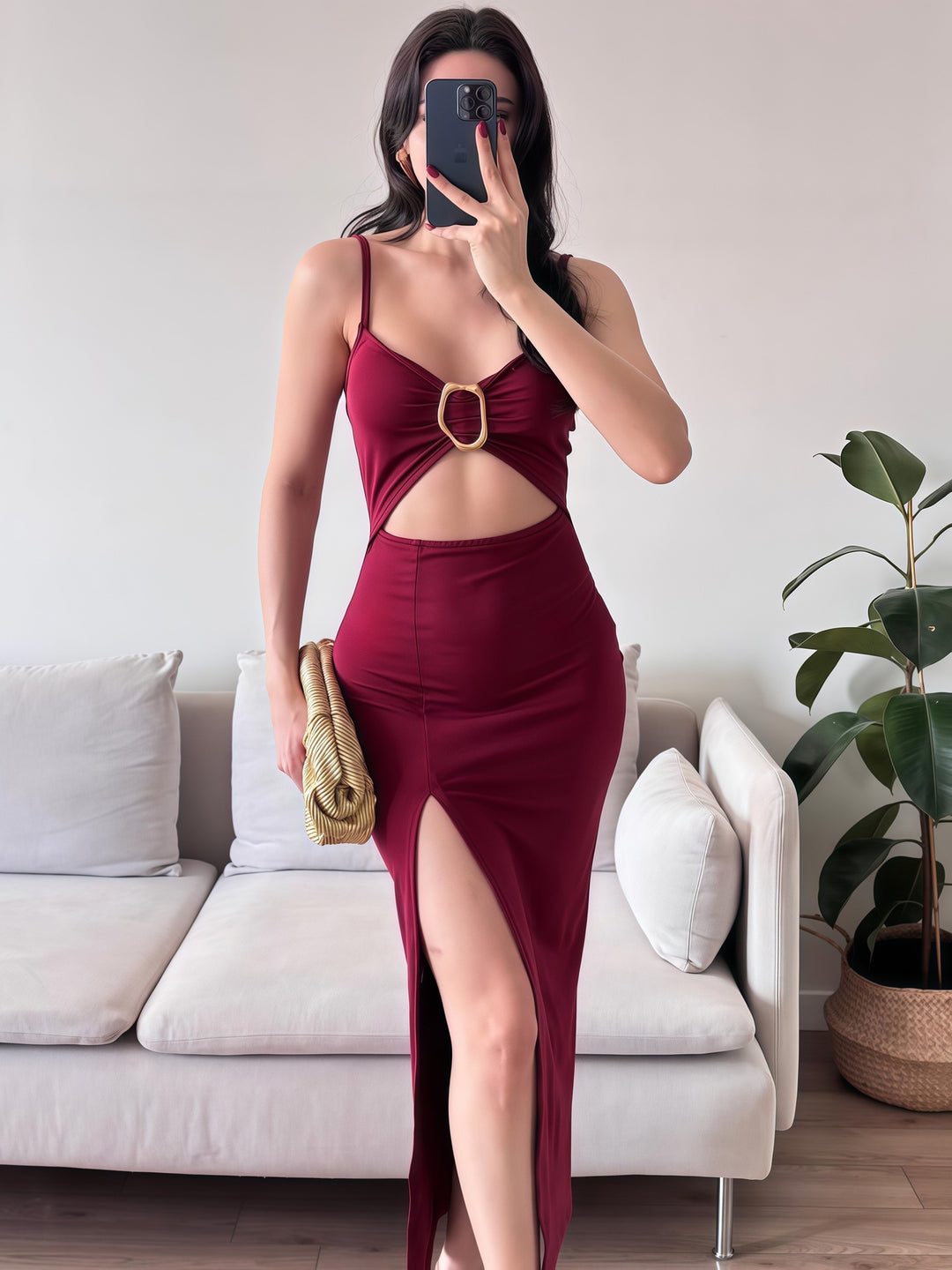 Damer Figurbetonat Maxiklänning med Cut-Outs och elegant bälte Mirla-Eva Jonsson