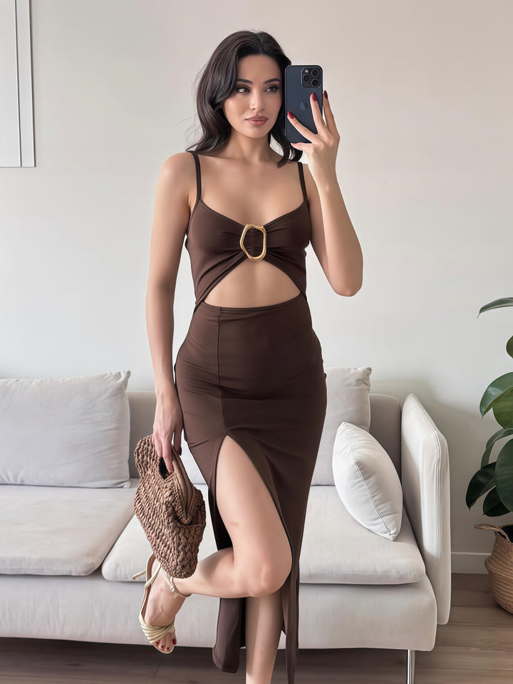 Damer Figurbetonat Maxiklänning med Cut-Outs och elegant bälte Mirla-Eva Jonsson