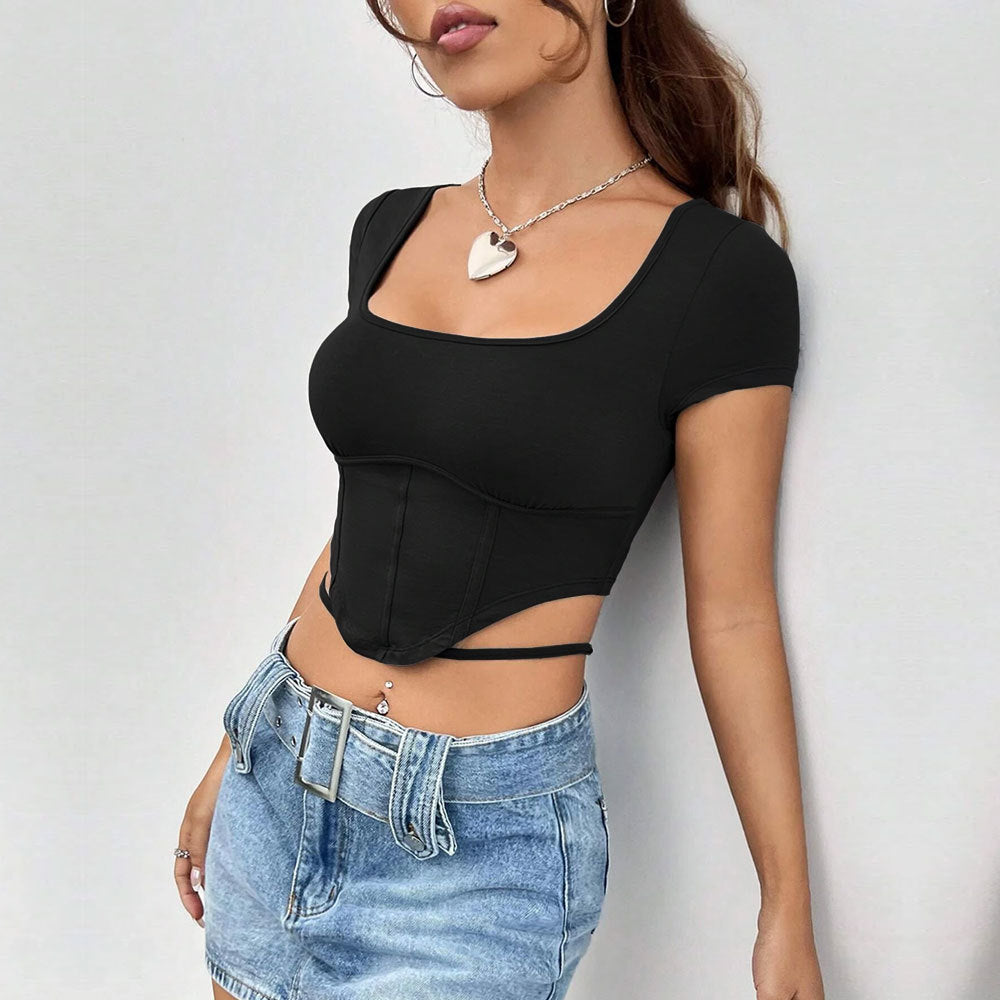 Damer Figurformad Crop-Top med Mode Cut-Out-detaljer Mirla-Eva Jonsson