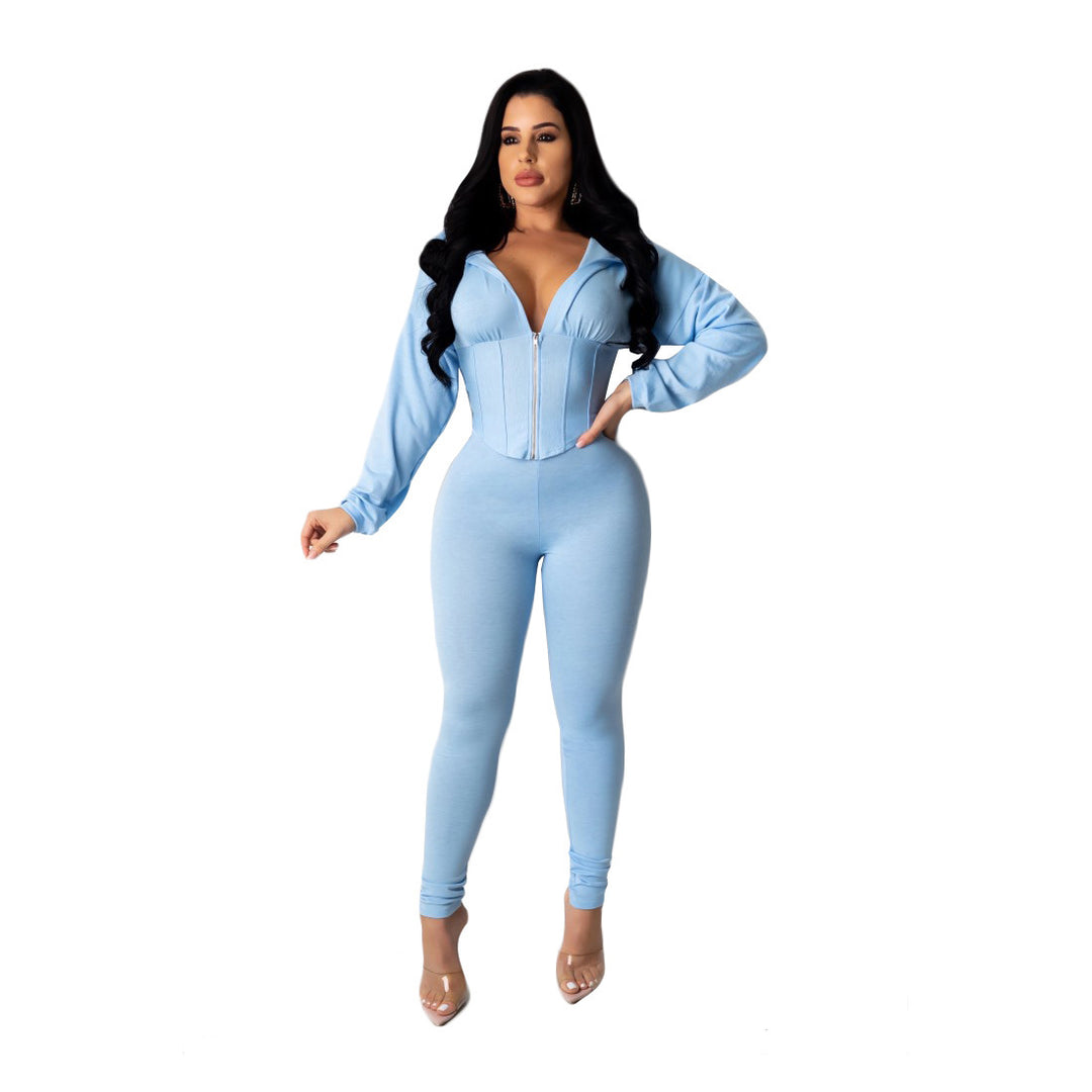 Damer Figurformad Jumpsuit med huva och figursydd skärning Mirla-Eva Jonsson