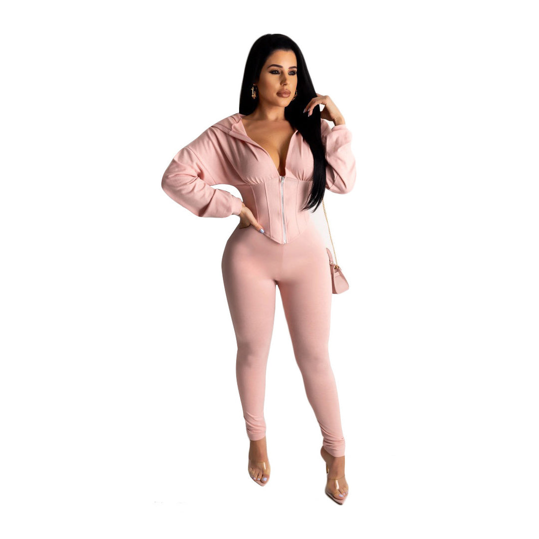 Damer Figurformad Jumpsuit med huva och figursydd skärning Mirla-Eva Jonsson