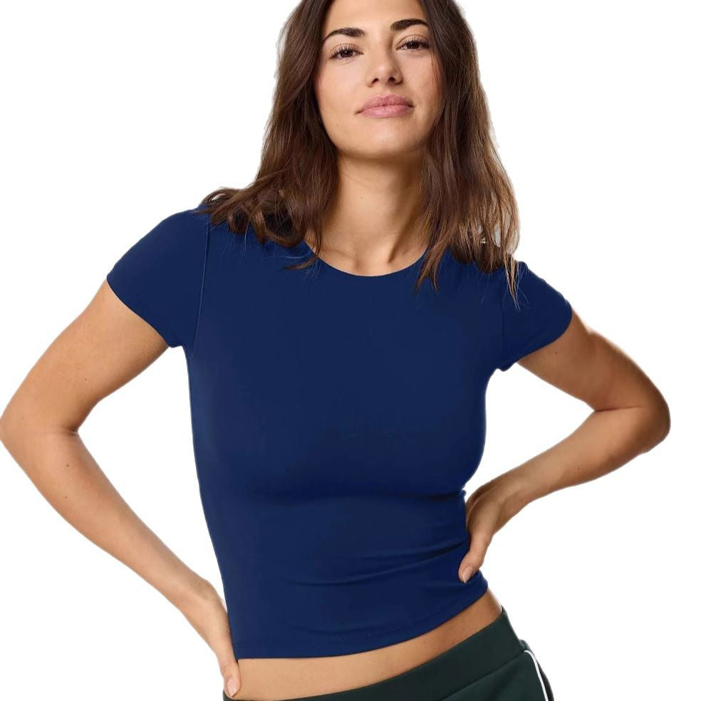 Damer Figurformande Kortärmad T-shirt I Elastisk Bomullsblandning Med Rundhals och Sömlös Design Mirla-Eva Jonsson