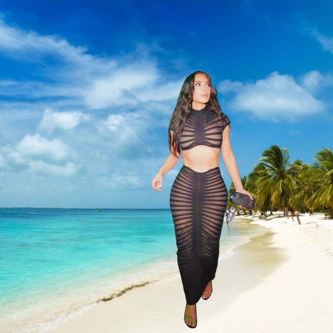 Damer Figursydd Crop-Top och Kjol-Set Mirla-Eva Jonsson