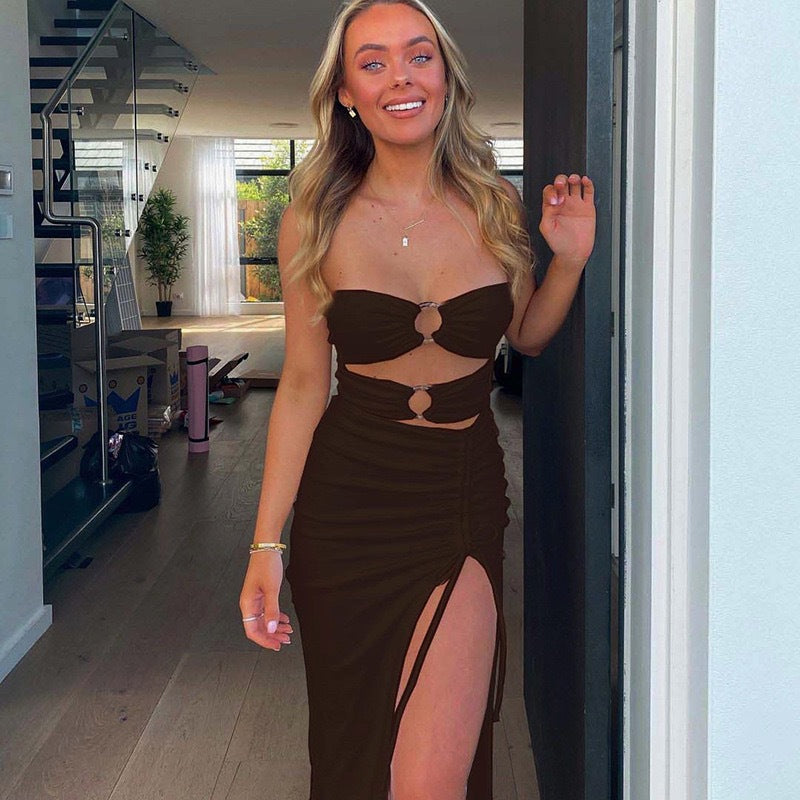 Damer Figursydd Maxiklänning med Cut-Outs och hög slits Mirla-Eva Jonsson