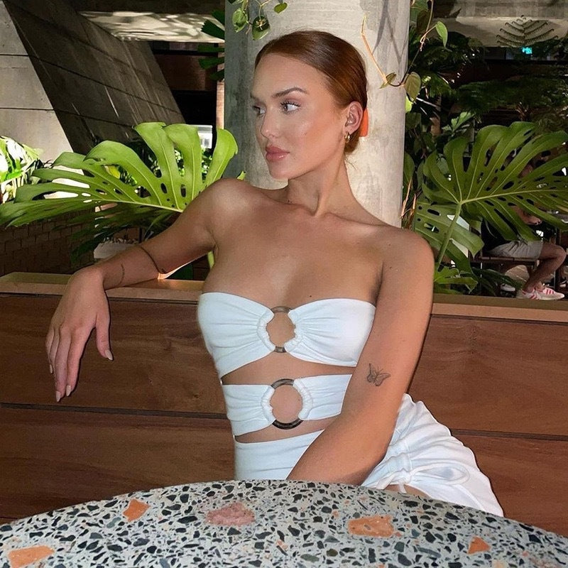Damer Figursydd Maxiklänning med Cut-Outs och hög slits Mirla-Eva Jonsson